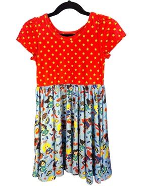 Charlie’s Project Twirl Dress Super Girl Red Stars Heroes Pockets New Size 3/